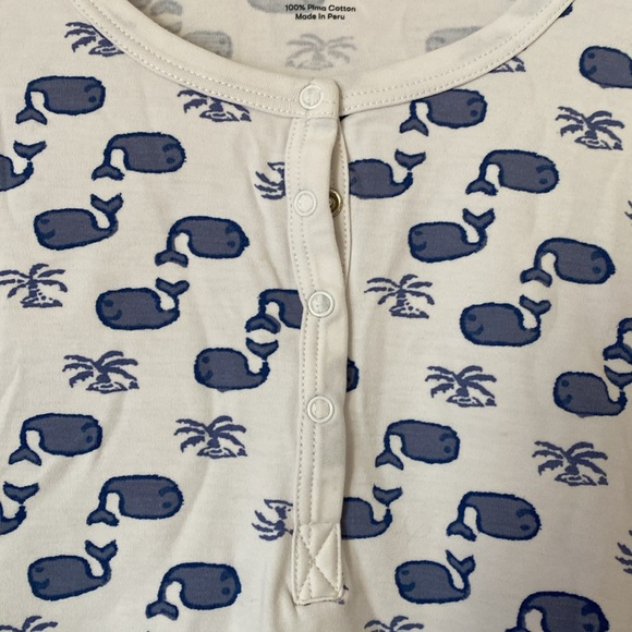 Roller Rabbit Moby blue whale two piece henley pajama set S - Picture 4 of 8